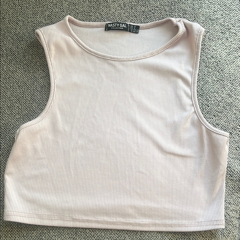 Nasty Gal Pink Fitted Crop Tank Top
